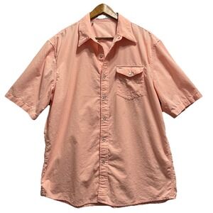 Criquet Corduroy Pearl Snap Short Sleeve Shirt Mens Size XL Peach Preppy Golf